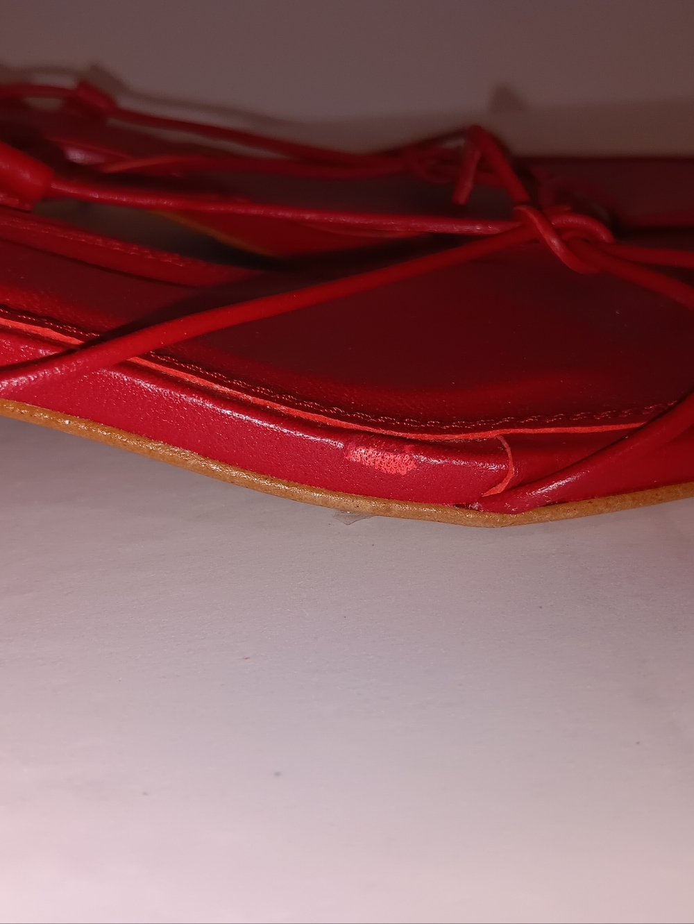 Zara Red Lace-Up Minimal Flat Sandals - Picture 6 of 6